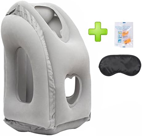 Inflatable Travel Pillow 3rd Generation Neck and Head Support Pillow, Travel Pillow for Sleeping on Office Train Car Airplane (Grey)