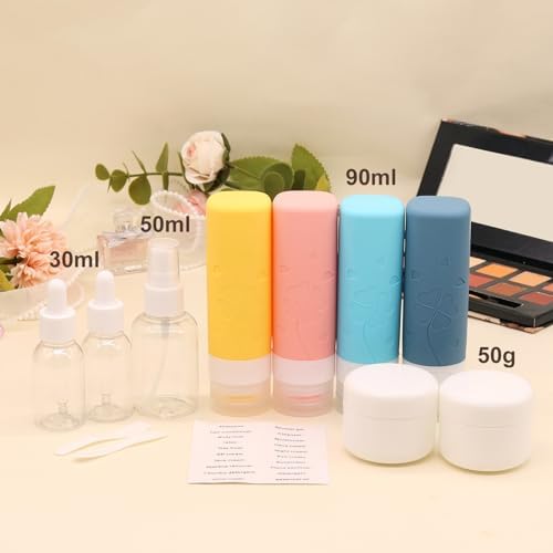 12 Pcs Travel Bottles for Toiletries, Travel Size Containers with Cream Jars, Airplane Travel Essentials Leak Proof Silicone Squeezable Travel Accessories for Shampoo Conditioner Lotion Cream - Image 5