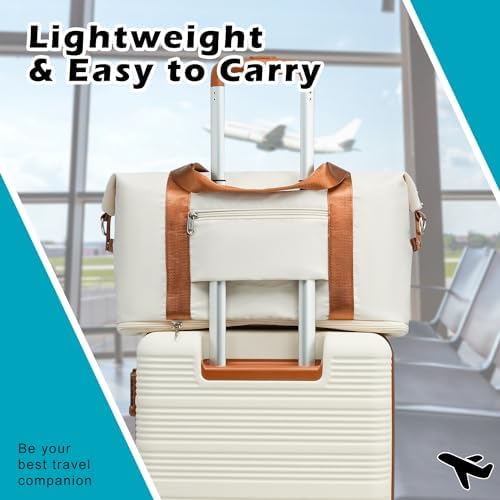 COOLIFE Cabin Suitcase 55×40×20cm and Cabin Bag 25L(45×36×20cm) Set for EasyJet Airlines Carry on Hand Cabin Luggage Hard Shell Suitcase Lightweight with TSA Lock (White/Brown, 55×40×20cm -Set 2pcs) - Image 5