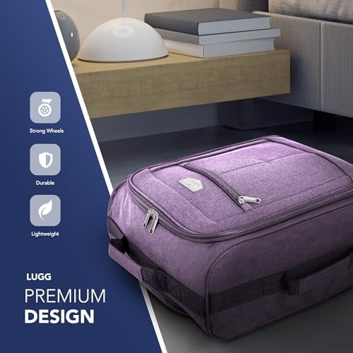 LUGG EasyJet 45x36x20 Carry-On Suitcase – Underseat Cabin Bag – Lightweight Hand Luggage 1.4kg 33L – Durable 600D Polyester –Push-Up Trolley,Strong Wheels–Ryanair,British Airways Overhead Locker–Lilac - Image 3