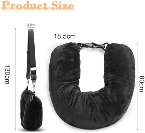 Stuffable Neck Pillow for Travel, 80 * 18.5cm Stuffable Travel Pillow with Adjustable Straps, Travel Pillow Stuffable with Clothes, Neck Pillow Stuffable for Extra Luggage Travel Essentials(Black) - Image 2
