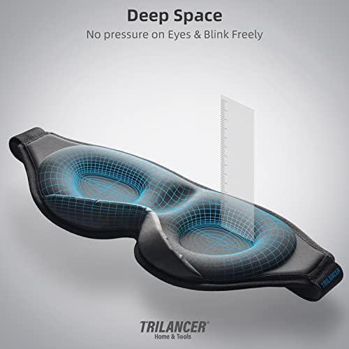 2025 Innovative Sleep Mask for Men and Women, Trilancer 3D 100% Light Blocking Design, Comfortable Eye mask, Blackout Blindfold for Sleeping, Nap, Meditation, Travel, with Earplugs (Black) - Image 4