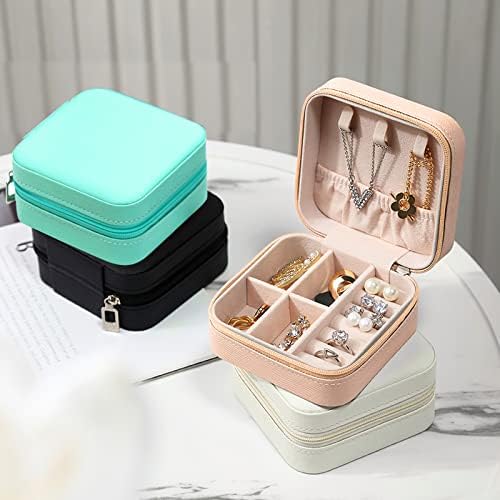 Jewellery Box for Women, Mini Portable Jewelry Box Organiser,PU Leather Jewlerrying Display Holder, Small Travel Jewellery Box for Girls, Women, Mother, Daughter,Lotus Root Starch (12UF010I) - Image 7