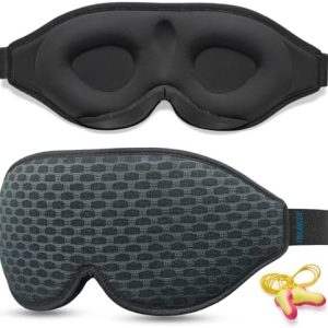 2025 Innovative Sleep Mask for Men and Women, Trilancer 3D 100% Light Blocking Design, Comfortable Eye mask, Blackout Blindfold for Sleeping, Nap, Meditation, Travel, with Earplugs (Light Blue Mesh)