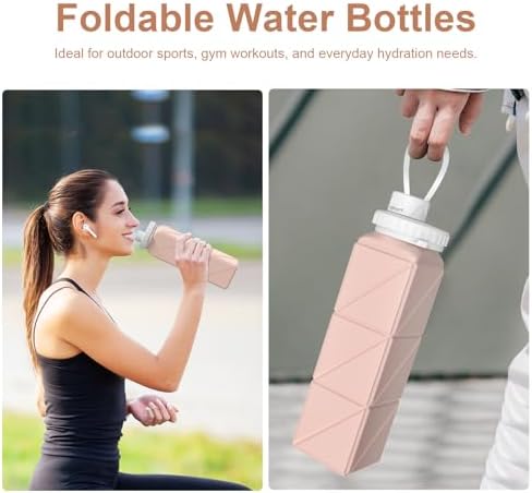 Collapsible Water Bottles,Leak-Proof Silicone Bpa Free Bottles,Durable & Foldable Lightweight Outdoor Portable Reusable Water Bottle For Sports Gym,Travel, Camping,Detachable For Dishwasher - Image 2