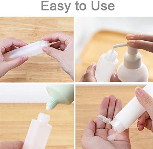 6Pcs 50ml Clear Plastic Empty Travel Bottles with Flip Cap, Transparent Refillable Cosmetic Containers Squeezable Tubes includes 12 stickers for Shampoo, Conditioner, Lotion, Toiletries - Image 4