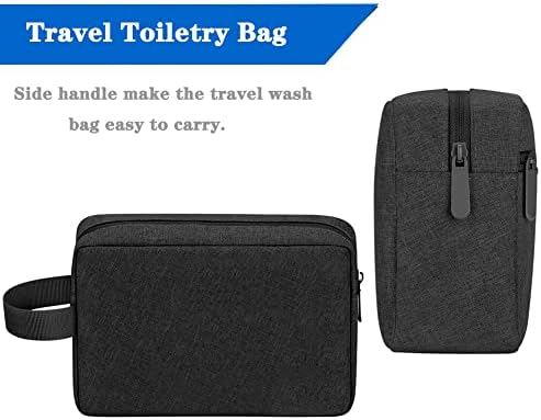 Toiletry Bag for Women Men, Travel Wash Water-Resistant Gym Shaving Organiser Bag, Shower Bathroom Makeup Bag Toiletries Accessories, Foldable Storage with Handle for Cosmetics Brushes Tools, Black - Image 3