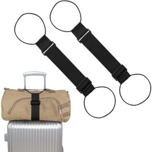2 Pcs Elastic Fastening Belt for Luggage, Adjustable Luggage Straps for Suitcases Attach Bags, Portable Travel Suitcase Accessory (2 Black)