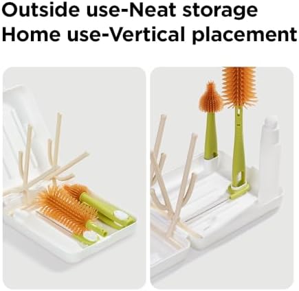 YOTIME Travel Bottle Brush Set, Travel Bottle Cleaner Kit with Foldable Bottle Drying Rack, for Visit Friends and Relations, Baby Travel Essentials, BPA Free - White - Image 5