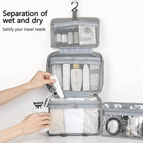 Hanging Travel Toiletry Bag for Women Men Large Wash Bag Waterproof Travel Make up Bag Organiser Foldable Compact Toiletries Bag Portable Cosmetic Bag Travelling Essentials for Business Trip Vacation - Image 5