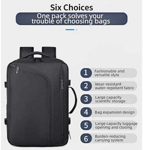 Vacuum Backpack Travel Bag, Expandable 36-55L Carry-On Compression Backpack with Pump, Separation of Dry and Wet Liquid, 180° Opening, for Business Travel - Image 4