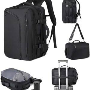 Vacuum Backpack Travel Bag, Expandable 36-55L Carry-On Compression Backpack with Pump, Separation of Dry and Wet Liquid, 180° Opening, for Business Travel