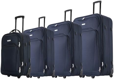 26" Medium Suitcase Lightweight Luggage Expandable Hold Check in Travel Bag on Wheels Blue 69L - Image 2