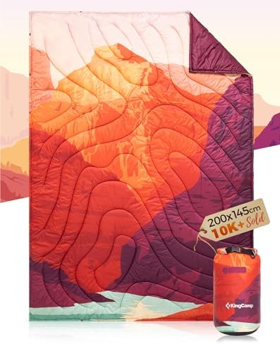 KingCamp Camping Blanket Lightweight Outdoor, Warm Travel Blanket, Sleeping Blankets Ultralight with Snap Button, Sleeping Quilt for indoor,Traveling, Hiking, Picnic