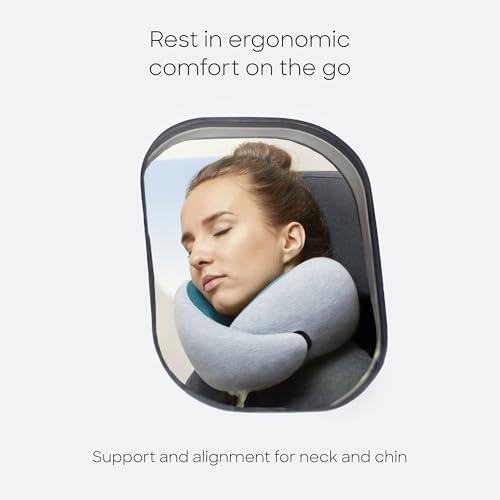 Ostrichpillow Go - Luxury Travel Pillow with Memory Foam | Airplane Pillow, Car Travel Pillow, Neck Rest (One Size, Blue Reef) - Image 3