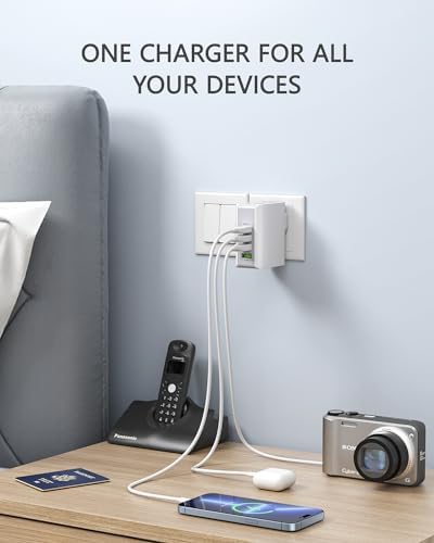 Lencent USB Charger Plug, 4-Port USB Universal Travel Adaptor Plug, 22W/5V 4.4A Wall Charger Worldwide Travel Charger Adapter for iPhone, iPad, Android, Tablets and More - Image 4