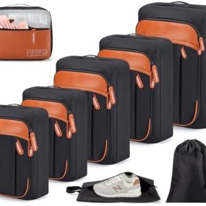 8 Set Packing Cubes for Travel, Lightweight Vacation Travel Essentials, Travel Accessories for Suitcase Organizer Bags Set (Black)