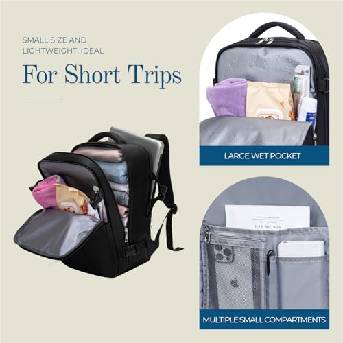 Cabin Bags 40x20x25 Underseat for Ryanair, Carry On Travel Backpack Cabin Size Rucksack Hand Luggage Bag Backpack Casual Daypack School Bag Fit 14 Inch Laptop with Cable Hole - Image 4