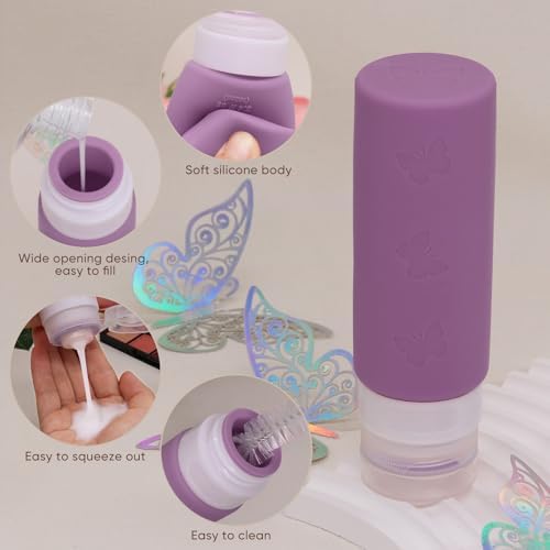26 Pack Squeezable Silicone Travel Bottles Set - Empty, Leak-Proof, Refillable Containers for Toiletries, TSA Approved Travel Accessories for Women, Airplane Travel Essentials - Image 5