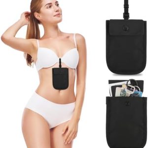 Ouligay Money Belt for Travel Women Bra Wallet Hidden Travel Pouches Under Clothes Anti Theft Secret Pocket with Adjustable Elastic Strap for Money Credit Cards Valuables Fits All Bra Sizes