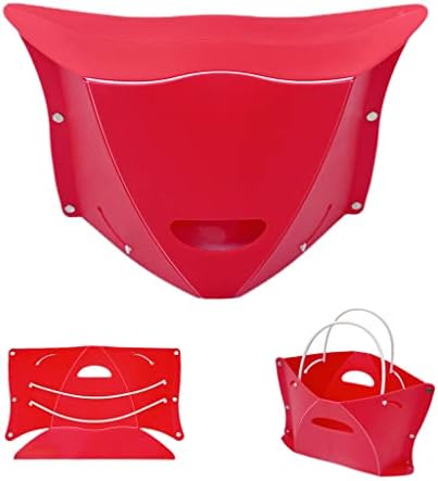 Ultralight Folding Camping Hiking Stool - Lightweight, Collapsible Chair suitable for Travel, BBQ, Outdoor Activities, and Backpacking, Squatty Potty Included (32cmx21cm, Red)