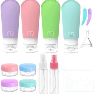 14 Pack Travel Bottles Set for Toiletries, Silicone Travel Containers 90ml Leak Proof Refillable Travel Accessories for Shampoos, Conditioner and Lotion