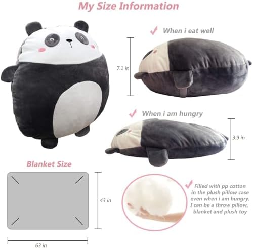 Panda Plush Pillow 16 Inch, Blanket in Cute Plush Pillow, Panda Stuffed Animal, Girls Boys Gifts for Birthday, Valentine, Christmas, Travel, Holiday - Image 5