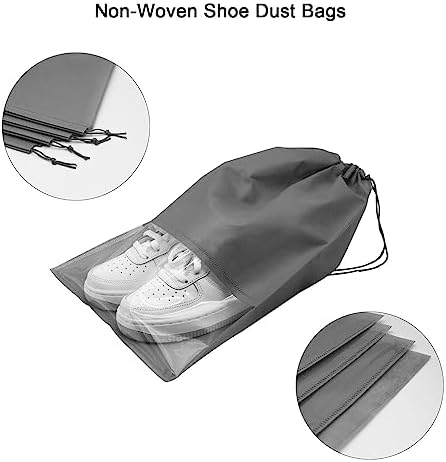 GAOHAN 10Pcs Shoe Bags for Travel,Shoe Bags,Shoe Travel Bag,Drawstring Non-Woven Shoes Storage Bags with Transparent Window for Daily and Travel Use(Grey) - Image 6