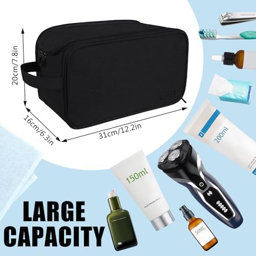 Gloppie Water- Resistant Toiletry Bag for Men - Portable Travel Wash Bag Toiletries Cosmetic Organizer Make up Bag - Foldable Shaving Dopp Kit Gym Bags Shower Bathroom Accessory(Black) - Image 2