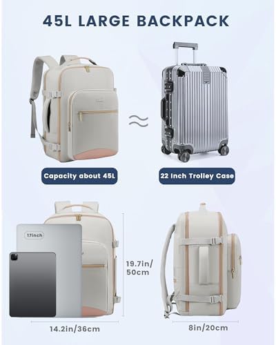 LOVEVOOK Travel Backpack Cabin Size for Women, Carry On Backpacks for Airplanes 25/30/40L, Womens Large Rucksack Bag, Flight Approved Hand Luggage Backpack, Waterproof Flight Bags for Travelling - Image 2