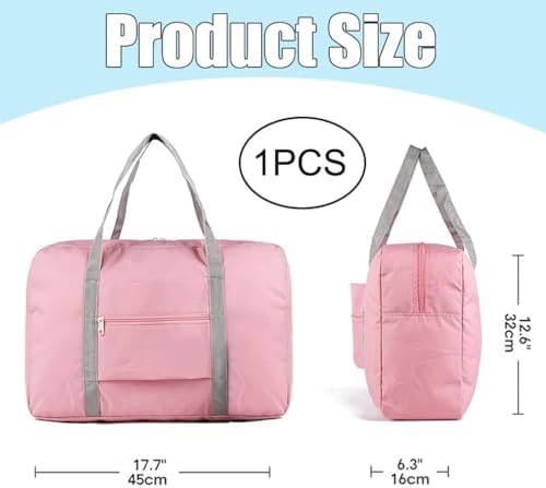 Airlines Underseat Cabin Bag 45 × 32 × 16 cm Foldable Travel Duffel, Hand Luggage, Holdall Tote, Carry on Luggage Overnight for Women and Men-(Pink) - Image 2