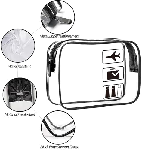 Clear Travel Toiletries Bag, 2 Pack TSA Approved Toiletry Bag with Zippers Travel Essentials PVC Waterproof Cosmetic Clear Makeup Bag for Women and Men - Image 3