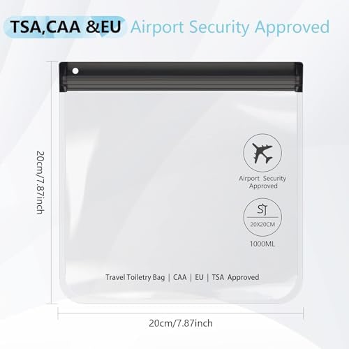 4PC Airport Security Liquids Bags 20X20 cm Clear TSA Approved Security Toiletry Bag Approved Hand Luggage Regulations Waterproof Liquids Wash Bags Travel Accessorie Holiday Essentials for Women/Men - Image 2