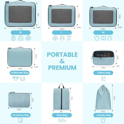 Packing Cubes for Suitcase 8 Set, Lightweight Luggage Packing Organizers Packing Cubes for Travel Accessories - Image 2