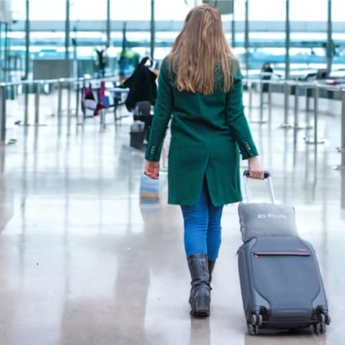 En Route Travel Blanket and Pillow with cover - Ultimate Comfort for Airplane Travel - Premium 2-in-1 Blanket with Soft Bag Pillow, Hand Luggage Belt, and Backpack Hook (Light Grey) - Image 6