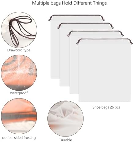 26 Pcs Shoe Bags Storage Bags 11.8in X 15.7in Transparent Shoe Bags with Rope Dust Proof Bag Underwear Bag Travel Storage Bag for Travel Men and Women - Image 3