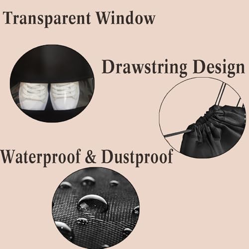 10 Pack Shoe Bags for Travel,32 * 44CM Large Non-Woven Drawstring Travel Shoe Bags for Packing, Waterproof Dustproof Portable Travel Shoe Storage Bag with Rope for Men and Women,Black - Image 3