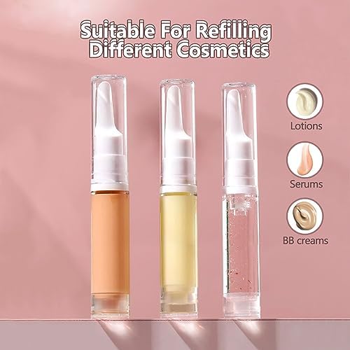 Desenda 3pcs Empty Travel Press Pump Bottles Small Face Serum Airless Pump Jars Lotion Eye Cream Container Vial Portable Essential Oils Refillable Toiletries Bottles (10ml) - Image 6