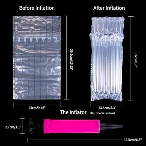 11pcs Wine Bottle Protectors,Bubble Wrap Bags,Inflatable Column Packaging Air Bags, Wine Bags Wine Bottle Packaging, Reusable for Luggage, Airplane, Travel, Transport Inflatable Bag, with Free Pump - Image 2