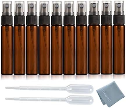 20PCS Fine Mist 10ML 1/3oz Protable Refill Amber Brown Glass Atomizer Spray Perfume Bottle Hydrating Empty Bottle For Travel Makeup Party