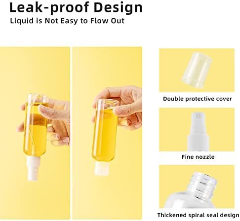 8 Pcs 100ml Plastic Bottles Travel Bottles for Toiletries, Refillable Transparent Liquid Containers Bottle with Funnels and Labels for Travel or Cosmetic (4 spray bottles Perfume +4 Flip Cap Bottles) - Image 3