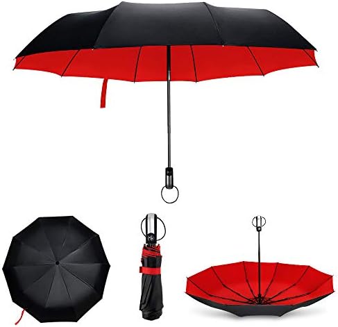 YumSur Compact Umbrella - Travel Folding Umbrella Fast Drying, Windproof Reinforced Frame, Automatic Open & Close, Double Canopy, Lightweight 10 Ribs Umbrella for Men, Women, Children - Image 6