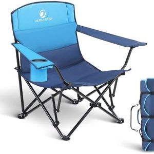 ALPHA CAMP Folding Camping Chair with Cup Holder, Heavy Duty Outdoor Portable Camp Chair for BBQ, Beach, Travel, Picnic, Festival