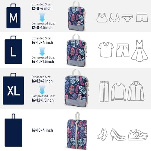 Compression Packing Cubes for Travel, Travel Essentials Luggage Organizer bags for Suitcase, Durable Compression Travel Packing Cubes for Carry on Backpack - Image 6