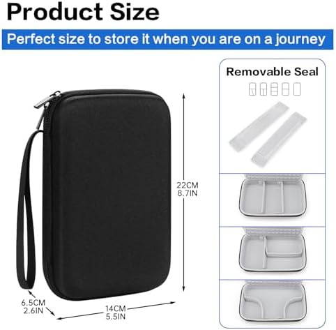 Teskyer Travel Cable Organiser Bag, Hardshell, Waterproof, Better Protection, Large Capacity, Portable, Travel Essentials for Men and Women, 22 x 14 x 6.5 cm, Black - Image 6