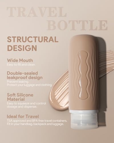 Yinke Travel Silicone Bottles for Toiletries, TSA Approved and BPA Free Travel Essentials, 3oz Travel Size Containers with Clear Bag, Travel Accessories Refillable for Shampoo Conditioner(4Pack) - Image 3