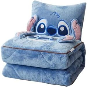 2 in 1 Pillow stitch Blanket-Gift for Family, Fleece Flannel stitch Blankets for Adults Children Soft and Warm Sleeping Blanket (B)