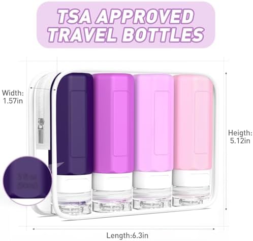 MateeyLife Travel Bottles for Toiletries, 3oz Tsa Approved Travel Size Containers, BPA Free Leak Proof Travel Essentials Containers, Refillable Travel Accessories for Shampoo Conditioner Purple - Image 5