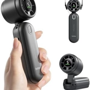iTurbo High-Speed Portable Handheld Turbo Fan, LED Display, 2000mAh Rechargeable Battery, 5 Wind Speeds, Up to 6H Runtime, Mini Fan for Travel, Commute, Outdoor, Gifts for Women Men