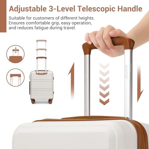 Kono Fashion Hand Luggage Lightweight ABS Hard Shell Trolley Travel Suitcase - Image 6